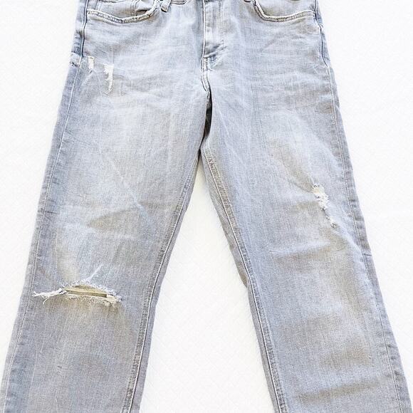 Zara Grey Wash Skinny Denim Jeans Distressed Hem SZ14 - Picture 4 of 9